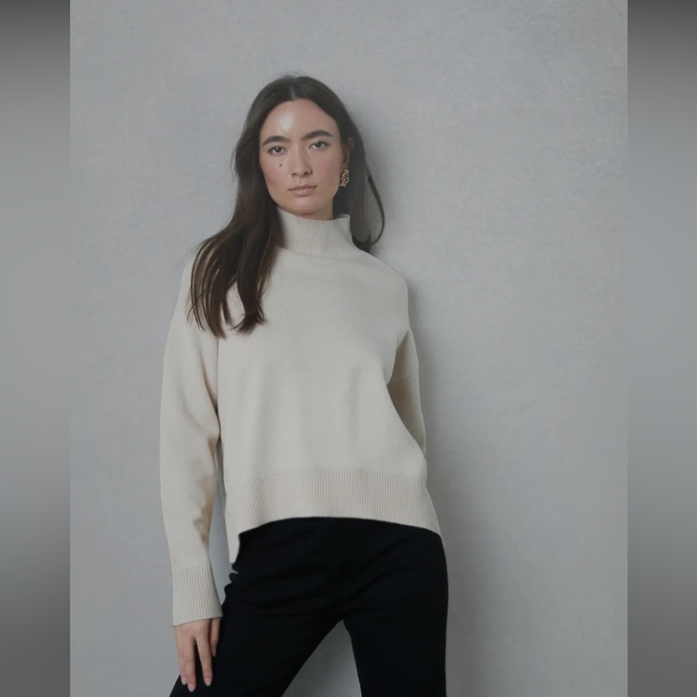 Oak + Fort Mockneck Black Knit Sweater